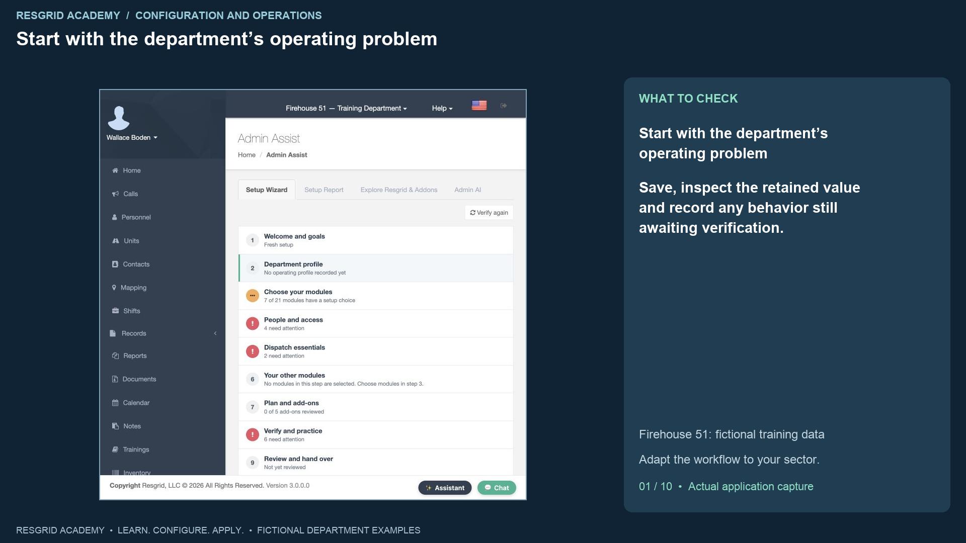 Resgrid screen: Start with the department’s operating problem