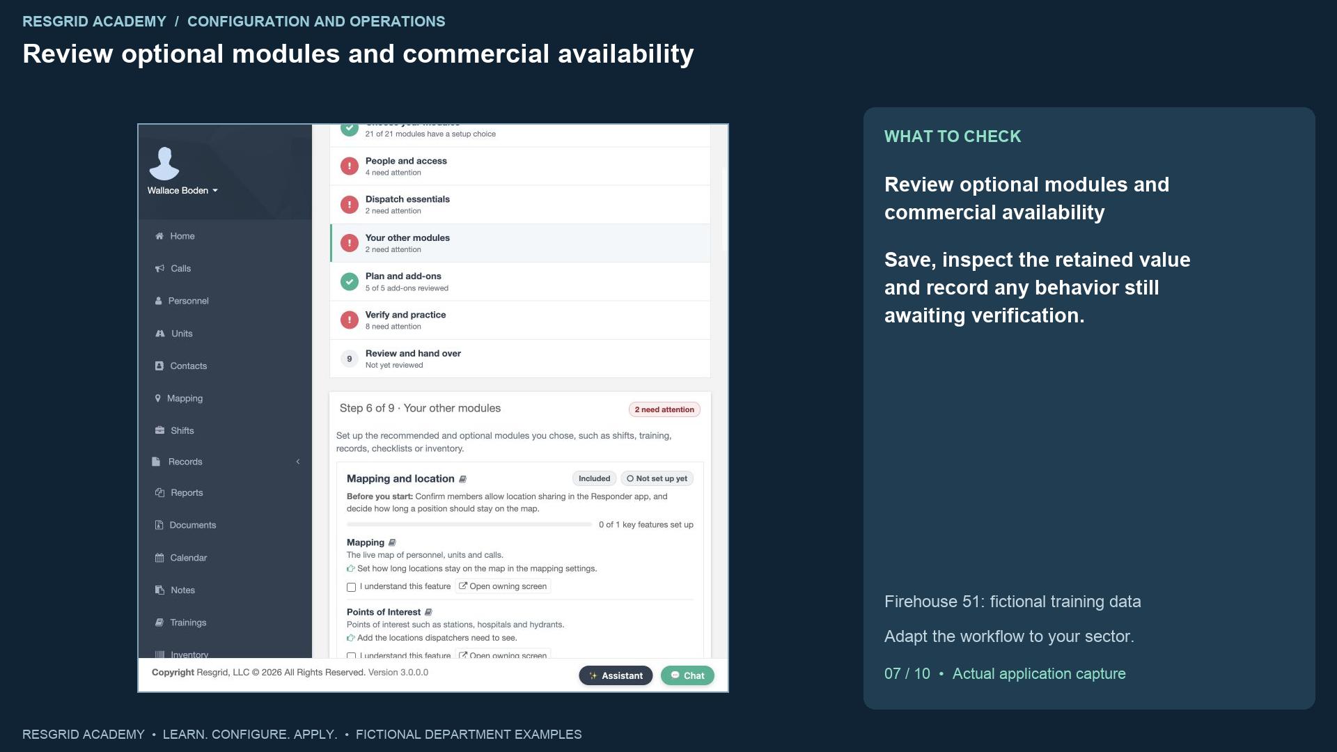 Resgrid screen: Review optional modules and commercial availability