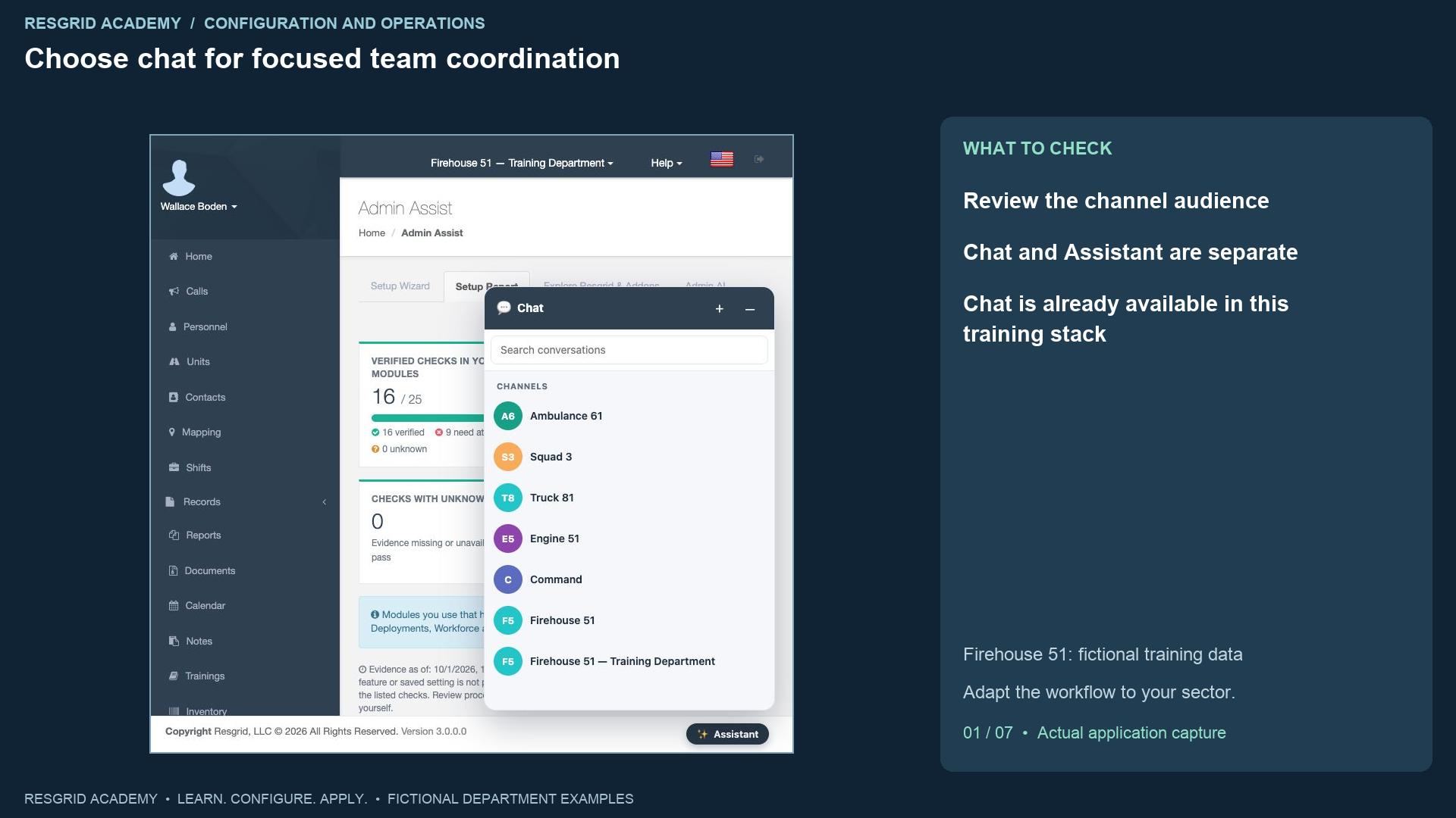 Resgrid screen: Choose chat for focused team coordination