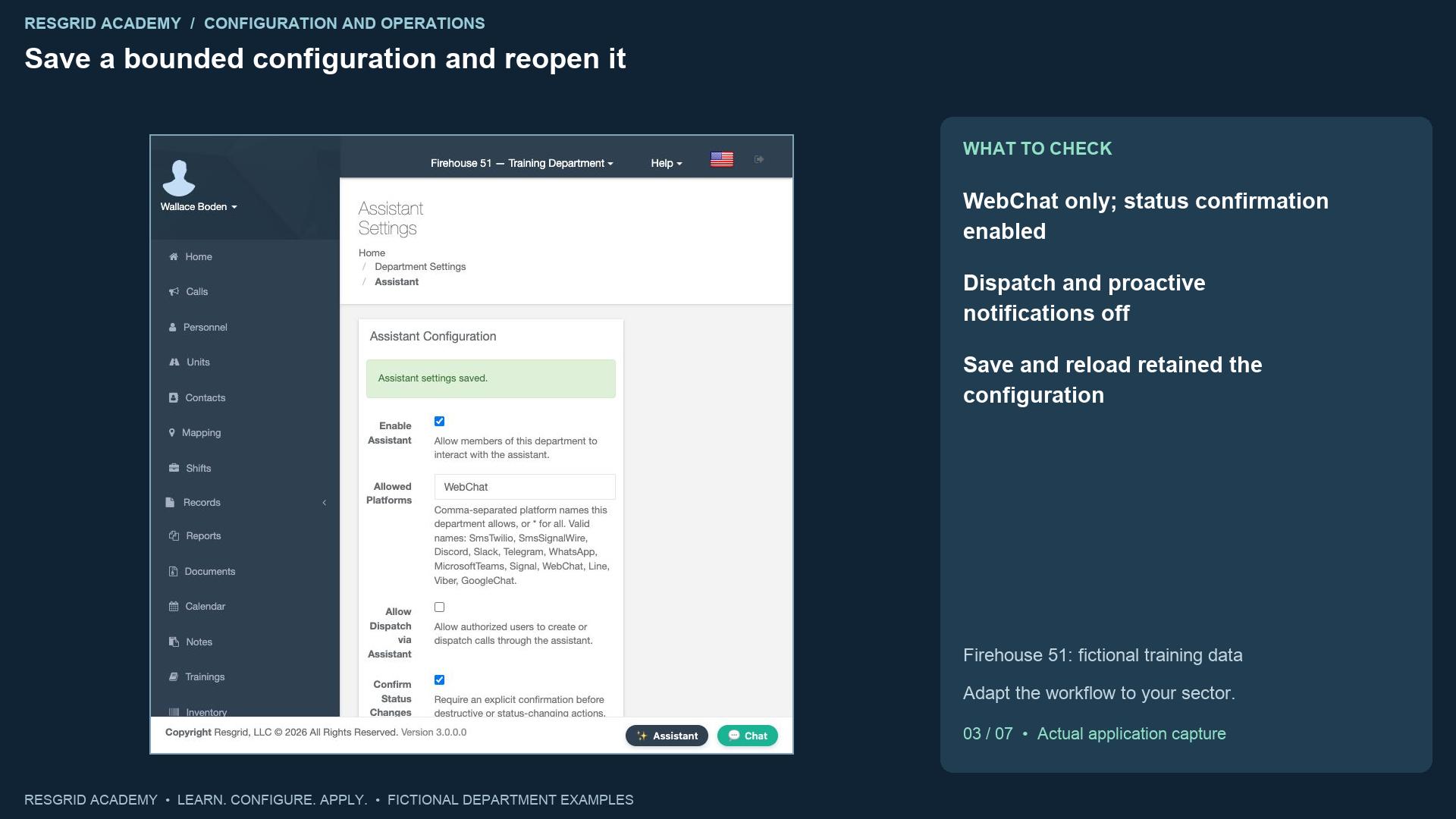 Resgrid screen: Save a bounded configuration and reopen it