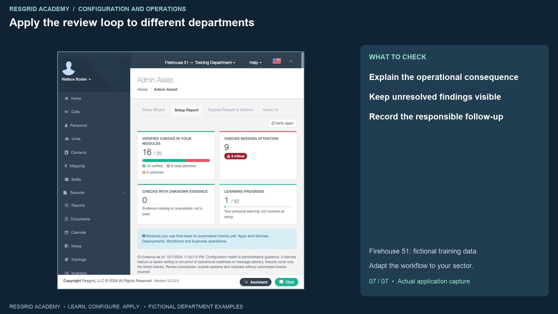 Resgrid screen: Apply the review loop to different departments